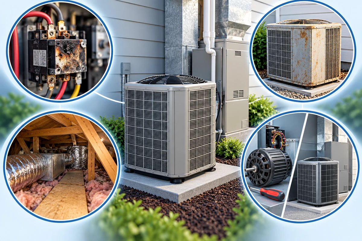 Residential heating and cooling equipment with common repair cost factors