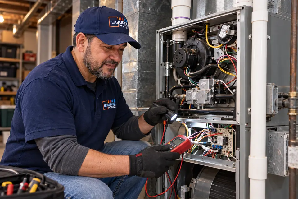 SquareHVAC owner diagnosing furnace controls